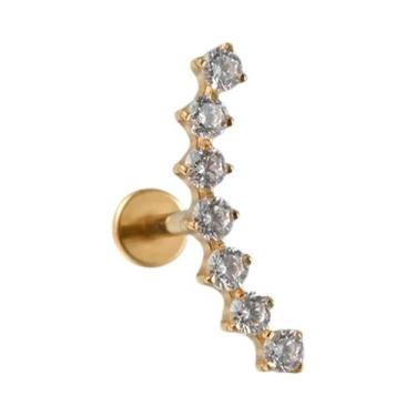 Imagem de Brinco De Cartilagem Em Titânio Cor Dourada Com Zircônia Cúbica Em For