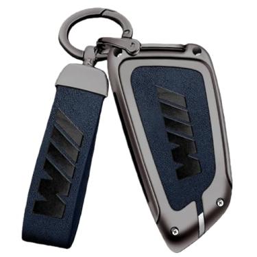 Imagem de Chave de carro de liga de zinco com capa de chaveiro compatível com Bmw F20 G20 G30 X1 X3 X4 X5 G05 X6 X7 G11 F15F16 G01 G02 F48.(H-gun blue)