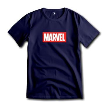 Imagem de Camiseta Logo Marvel Malha 100% Algodão Premium, PP, Azul marinho