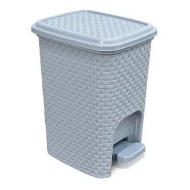 Imagem de Lixeira 7 Litros Rattan Com Pedal Montada Cinza Arqplast