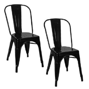 Imagem de Kit 2 Cadeiras Tolix Metal Preta - Gardenlife