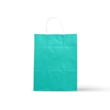 Imagem de Sacola de Papel Kraft Colorido P 18x22x9cm 100und(Azul Tiffany)