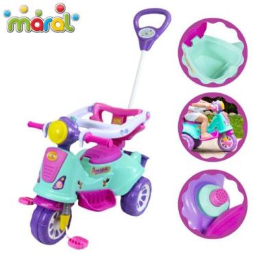 Imagem de Carrinho De Passeio Triciclo Avespa Motoca com Pedal Apoio de Pé e Has