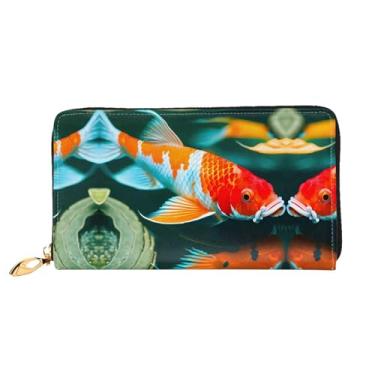 Imagem de XLLingL Carteiras de cartão de crédito impressas, bolsas longas de couro femininas, carteiras com zíper, carteira de viagem simples