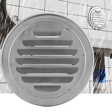 Imagem de Grade Plana Redonda de Vento Parede Aço Inoxidável Capa Saída Ventilação Duto com Malha -Insetos para Circulação Ar em C