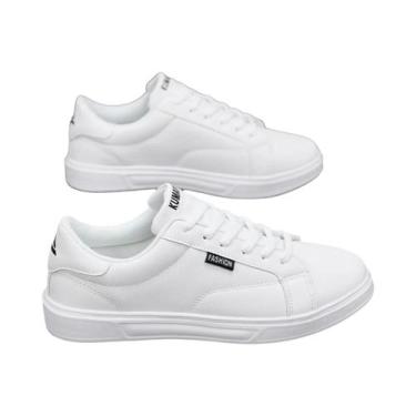 Imagem de Tênis Casuais Leves E Confortáveis Para Skate Masculino Branco E Preto