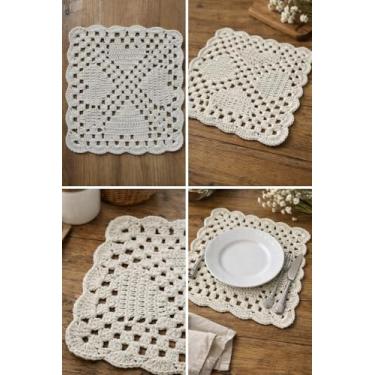 Imagem de Jogo Americano - Sousplat de Crochê (kit 4 peças) (Cru) - SUPLÁ