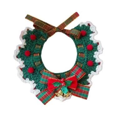 Imagem de Coleira De Laço De Natal Em Lã Crocheteada Para Gatos, Gatinhos E Cães