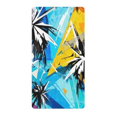 Imagem de Blueangle Lençol de berço padrão para berço infantil - Lençóis de algodão macio e respirável com palmeiras tropicais (186)