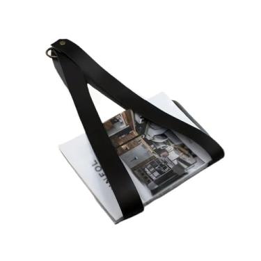 Imagem de Escritório Organizador de arquivos suspenso couro, decoração parede para escritório, prateleira armazenamento, porta-revistas para casa Organizador de mesa(Preto)