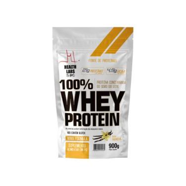 Imagem de 100% whey protein health labs refil 900g baunilha