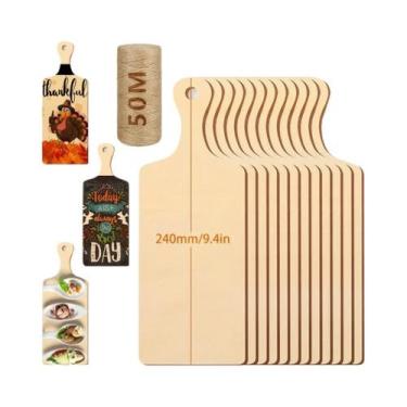 Imagem de Conjunto De Tábuas De Corte De Madeira Mini Com Cabo Longo 6pçs/12pçs/
