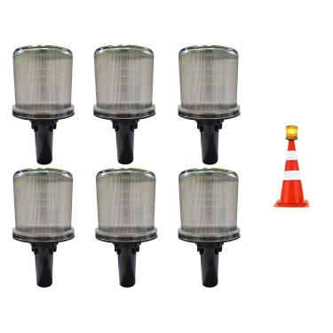 Imagem de Sinalizador Viario Solar Kit 6 Uni Alerta Emergencia Transito Cone Rodovia Obra
