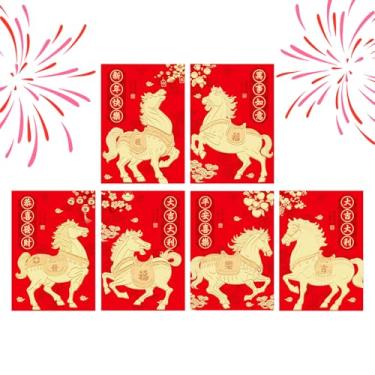 Imagem de Envelopes vermelhos para dinheiro, pacote de dinheiro de cavalo | Envelopes de Ano Novo Chinês com estampa de texto bênção 2026, para meninos, meninas, adultos, família, festa de aniversário