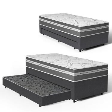 Imagem de Cama Box com Colchão de Molas Ensacadas Luve + Auxiliar de Espuma Unique Solteiro 88cm