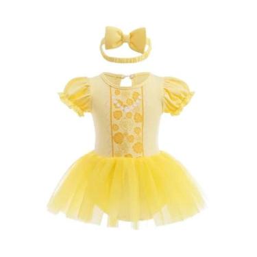 Imagem de Macacão Infantil De Princesa Para Meninas Com Faixas Para a Cabeça, Ro