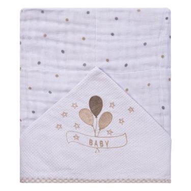 Imagem de Toalha Soft Bebê Bordada Baby Joy Clássicos, Balões Bege