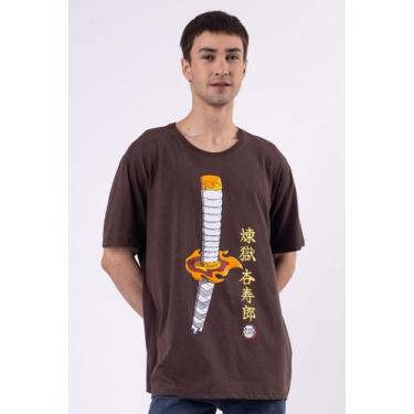 Imagem de Camiseta Demon Slayer Espada Kyojuro Rengoku - Piticas, 16, Marrom