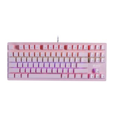 Imagem de Teclado Mecânico Gamer Wolf Tc605 - Led Rainbow - Switch Outemu Brown- Abnt Pink