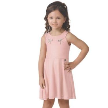 Imagem de Vestido menina malha laço strass brilho leve festa confortável - Vermelho e Rosa - Menina 1 a 4 anos-Feminino