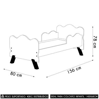 Imagem de Mini Cama Infantil 148x68cm Proteção Lateral Vivi Branca Z53 - Mpozenato