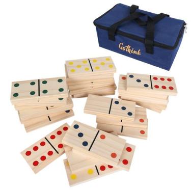 Imagem de Conjunto de jogos GOTHINK Giant Wooden Dominoes, 28 unidades com bolsa