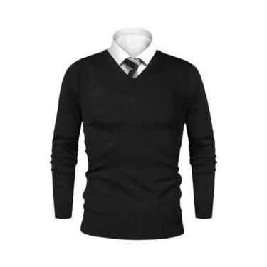 Imagem de Suéter Masculino Leve De Lã Com Gola V, Casual E De Negócios, Estampa 