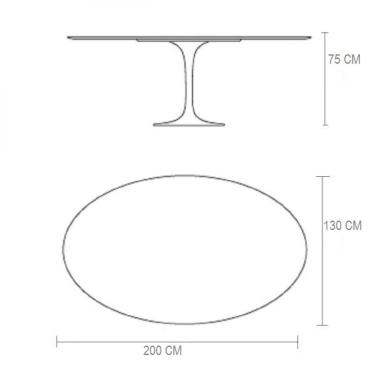 Imagem de Mesa De Jantar Tulipa Oval 200X130cm Tampo Freijó Preto