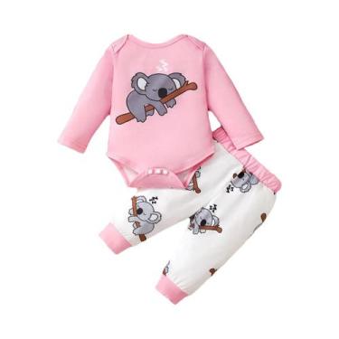 Imagem de Conjunto De Três Peças Para Bebê Menina 0-18 Meses: Macacão, Calça E C