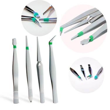 Imagem de Kit 4 Peças Pinças Antiestáticas Profissionais para Eletrônica - Nilo-