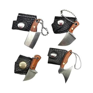Imagem de Conjunto De Facas De Bolso Mini Em Aço Inoxidável 4 Peças EDC Chaveiro