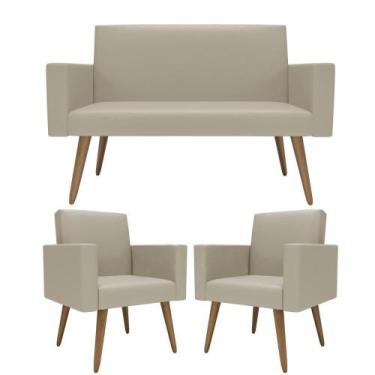 Imagem de Kit Sófa 2 Lugares E 2 Poltronas Para Sala De Estar Recepção - Móveis 