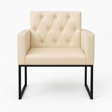 Imagem de Poltrona Para Sala De Estar Reforçada Recepção Base Ferro - Móveis Maf