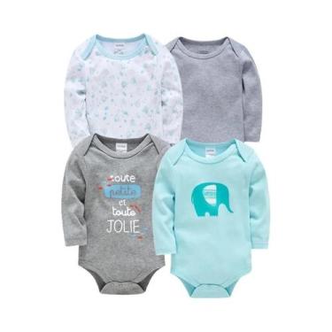 Imagem de Macacão De Algodão Para Bebês Meninos Recém-Nascidos, Body De Manga Lo