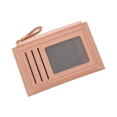 Imagem de Carteira De Cartões Ultra Fina Em Couro PU Para Mulheres, Simples, Com