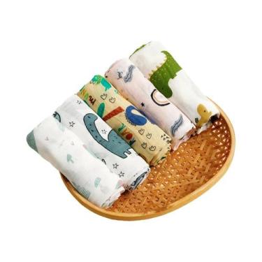 Imagem de Babadores De Algodão Muslin De Bambu Macio Para Bebês, 5 Peças, 60x60c