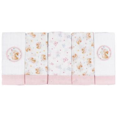 Imagem de Pano de Boca Bordado para Bebê 05 Unidades Baby Joy Fábula, Coelha