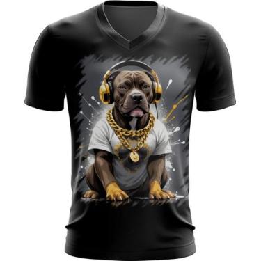 Imagem de Camiseta Gola V Pitbull com Headphones 8, Baby Look XG