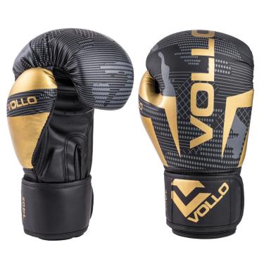 Imagem de Luva de Boxe Vollo Muay Thai Kickboxing Training 14oz Preta, Cinza e Dourada-Unissex