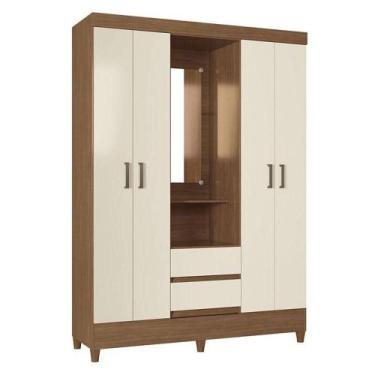 Imagem de Guarda Roupa Solteiro 4 Portas Com Pés Capelinha Fit Jequitibá Off Ace