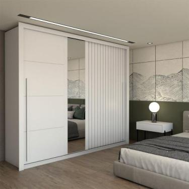 Imagem de Guarda-Roupa Casal Coliseu 2 Portas 4 Gavetas com Espelho Branco - Pan