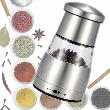 Imagem de Moedor Manual de Pimenta e Sal em Aço Inoxidável e Acrílico Formato Cilíndrico Compacto Inox Shopmix