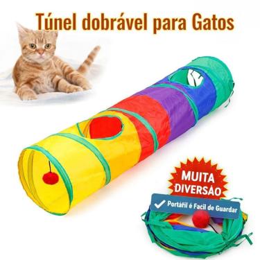 Imagem de Túnel Labirinto HEM para Gatos de Poliéster e Nylon Colorido com Bolinha Interativa 115cm