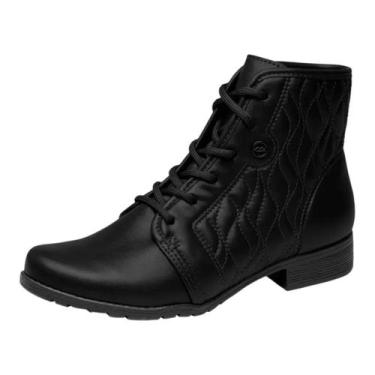 Imagem de Bota Coturno Elegante Conforto Fechamento Amarração Dakota, Preto, 35