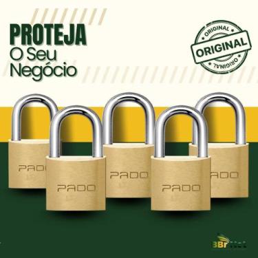 Imagem de Kit 5 Cadeados Pado 20mm Mesmo Segredos Iguais Mesma Chave