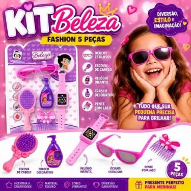 Imagem de Kit Beleza Infantil 5 Peças com Relógio, Óculos, Escova e Acessórios F