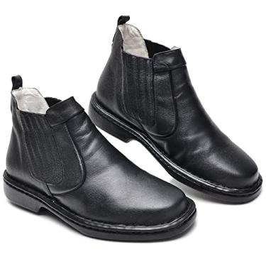 Imagem de Bota Masculina couro Confort Palmilha GEL 047 Cla preto Cor:Preto;Tamanho:43;Genero:Masculino