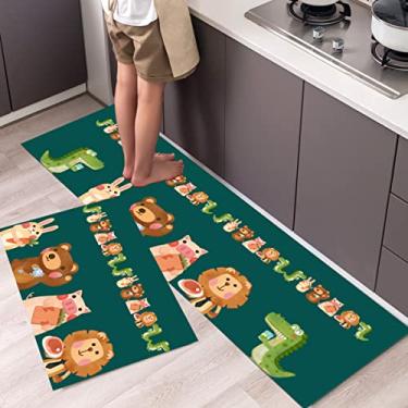 Imagem de jia cool Conjunto de 2 tapetes de cozinha e tapetes absorventes de microfibra macia tapete de banheiro treliça marroquina antiderrapante tapete de cozinha conjunto de corredor, 40,6 cm x 119,4 cm,