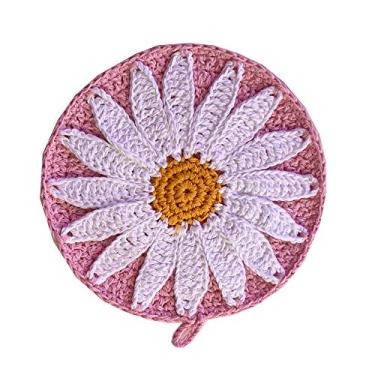 Imagem de Vanyear Jogo americano de pano de Natal Doilies conjunto de 4 peças de toalhas de crochê cor rosa (000515)