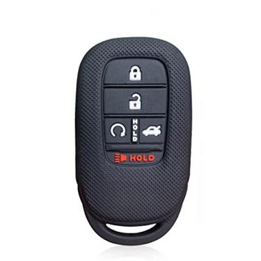 Imagem de SELIYA Capa de silicone para chave de carro com proteção remota, adequada para Honda CIVIC Accord Vezel Pilot CRV Freed 2021 2022, preta (6 botões)